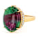 Ruby Zoisite Oval And White Zircon Ring In 18K Gold Over Sterling Silver 0.19ctw