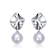 Abstract Pearl Simulant Drop Earrings In White Rhodium Over Brass