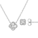 Refined Lab-Grown Diamond Cluster Necklace And Earring Set In Sterling Silver