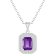 8x6mm Emerald Cut Amethyst And White Topaz Rhodium Over Sterling Silver
Double Halo Pendant w/Chain