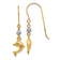 14k Two-tone Gold Puffed Dolphin Dangle Earrings