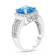 9mm Cushion Blue Topaz with Diamond Accents 14k White Gold Halo Split
Shank Ring 0.50ctw