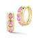 Rachel Zoe Pink CZ 3-Stone Hoop Earrings in 14K Gold Over Sterling Silver