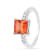 Peach Orange Lab Created Padparadscha Sapphire Rhodium Over Sterling
Silver with Moissanite Ring