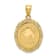 14k Yellow Gold Solid Satin, Polished and Textured Taurus Zodiac Oval Pendant
