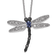 Rhodium Over Sterling Silver White Black Blue Cubic Zirconia Dragonfly Necklace