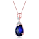 Sapphire Color CZ Teardrop Pendant In 18K Rose Gold Over Sterling Silver