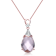 Morganite Color CZ Teardrop Pendant In 18K Rose Gold Over Sterling Silver