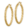 14k Yellow Gold 1 5/16" Twisted Satin and Diamond-Cut Hoop Earrings