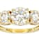 Diamond Simulant Three-Stone Ring In 18K Gold Over Sterling Silver
