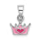 Rhodium Over Sterling Silver Pink Enameled Heart Crown Children's Pendant