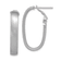 Rhodium Over 14k White Gold Satin 1 1/8" Oval Hoop Earrings