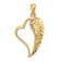 14k Yellow Gold Polished Textured Diamond-Cut Heart and Wing Pendant