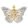 14K Two-tone Gold Diamond-Cut Butterfly Pendant