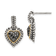 Sterling Silver Antiqued with 14K Accent Black Diamond Heart Earrings