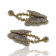 Gold Tone Neutral Tone Fabric Butterfly Earrings