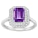 8x6mm Emerald Cut Amethyst And White Topaz Accents Rhodium Over Sterling
Silver Double Halo Ring