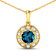 2.05ctw 14K Yellow Gold Blue London Blue Topaz and White Diamond Pendant
with 18 inch Cable Chain