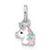 Rhodium Over Sterling Silver Children's Enamel Unicorn Pendant