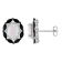 Sterling Silver Lab Created Oval Opal and Black Spinel Earrings 2.20ctw
