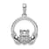 Rhodium Over 14k White Gold Diamond Claddagh Circle Pendant