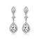 Pear Shape CZ Halo Drop Earrings In Sterling Silver