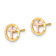 14k Yellow Gold and 14k Rose Gold 7mm Textured Circle with Cross Stud Earrings