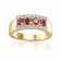 Oval Ruby and Round Moissanite 14K Yellow Gold Over Sterling Silver Wide
Band Ring