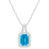8x6mm Emerald Cut Blue Topaz 1/6 ctw Diamond Rhodium Over Sterling
Silver Halo Pendant with Chain