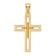 14k Yellow Gold Beaded Textured and Polished Double Cross Pendant