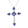 1.10ctw Sapphire and Diamond Cross Pendant in 14k White Gold