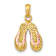 14k Yellow Gold 3D Textured with Pink Enamel Double Flip-Flop Charm
