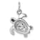 Rhodium Over Sterling Silver Tiny Turtle with Flower Back Pendant