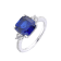 Asscher Cut Blue Lab Created Sapphire Ring with Round White Topaz
Rhodium Over Sterling Silver Ring