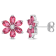 4.80ctw Pink Topaz And Diamond Accent 10k White Gold Floral Stud Earrings