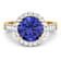 Round Violet Tanzanite and Diamond 14K Yellow Gold Halo Ring 3.11 ctw