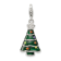 Rhodium Over Sterling Silver CZ and Enameled Christmas Tree Charm