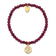 Yellow Stainless Steel Polished OM Purple Jade Stretch Bracelet