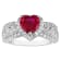 Sterling Silver Lab Created Heart Ruby and White Sapphire Ring 2.25ctw