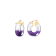 14K Yellow Gold Over Sterling Silver Painted Mini V Purple Acrylic Hoops