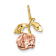 14k Tri-color Gold Textured Rose Chain Slide Pendant