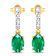 1.12ctw 14K Yellow Gold  Zambian Green Emerald and White Diamond Halo Earrings