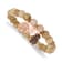 Rose Stainless Steel Antiqued and Polished Owl Taupe Dyed Jade Bracelet