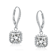 Square CZ Halo Drop Earrings In Sterling Silver