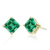 Emerald Color CZ Square Stud Earrings In 14K Gold Over Sterling Silver