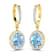 1.92ctw 14K Yellow Gold Aquamarine and White Diamond Halo Earrings