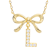 Initial L Bow CZ Necklace In 14K Gold Over Sterling Silver 0.23ctw