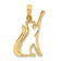 14k Yellow Gold Polished Cat Reaching Pendant