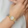 Charles Hubert IP-plated MOP Dial with Stainless Steel Wire Bangle Watch