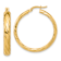 14k Yellow Gold Polished and Textured 1 1/4" Hoop Earrings